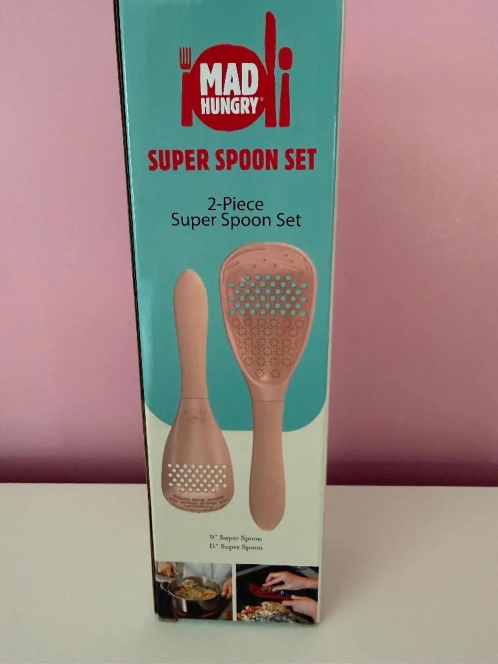 Mad Hungry Super Spoon Set 2-Piece Pink Multi-Use Kitchen Tools NIB